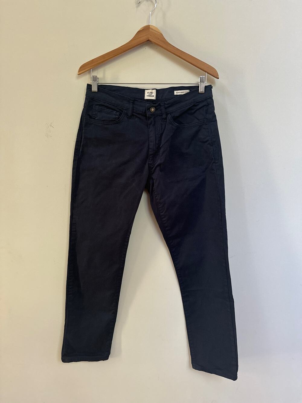 Flint And Tinder Mens Navy Blue Pant Casual Straight Fit Chino Five Pocket 28x30
